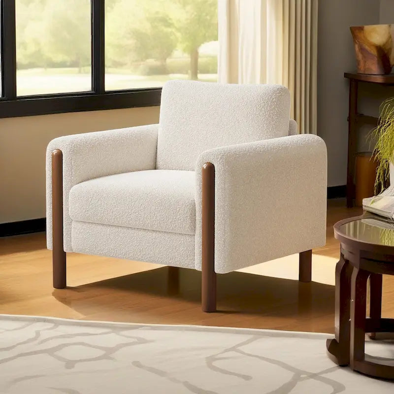 Fauteuil d'appoint Teddy surdimensionné rembourré avec pieds en noyer