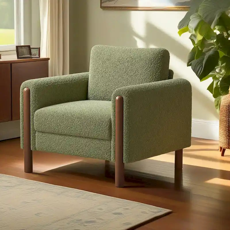 Fauteuil d'appoint Teddy surdimensionné rembourré avec pieds en noyer