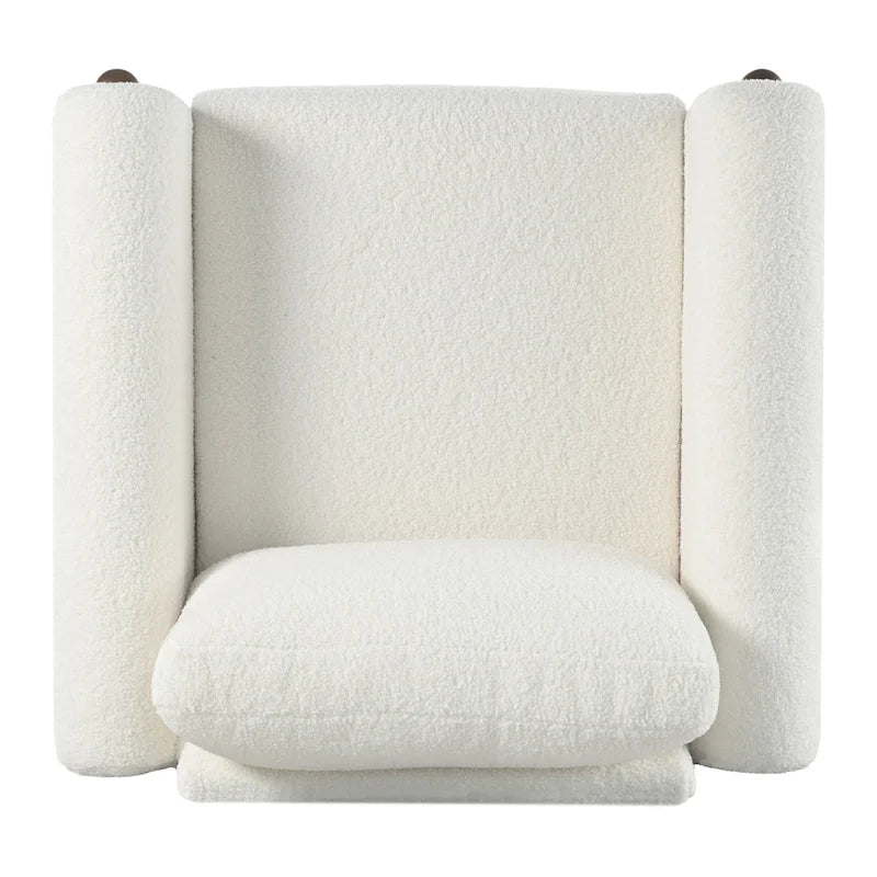 Fauteuil d'appoint Teddy surdimensionné rembourré avec pieds en noyer