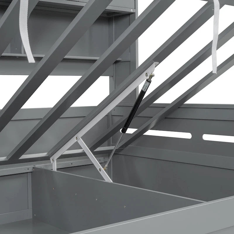 Lit de repos capitaine tout-en-un avec bibliothèque intégrée et lit de rangement hydraulique