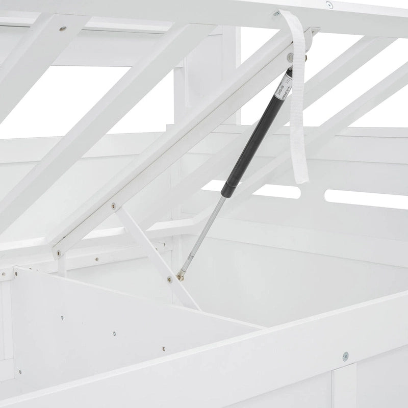 Lit de repos capitaine tout-en-un avec bibliothèque intégrée et lit de rangement hydraulique