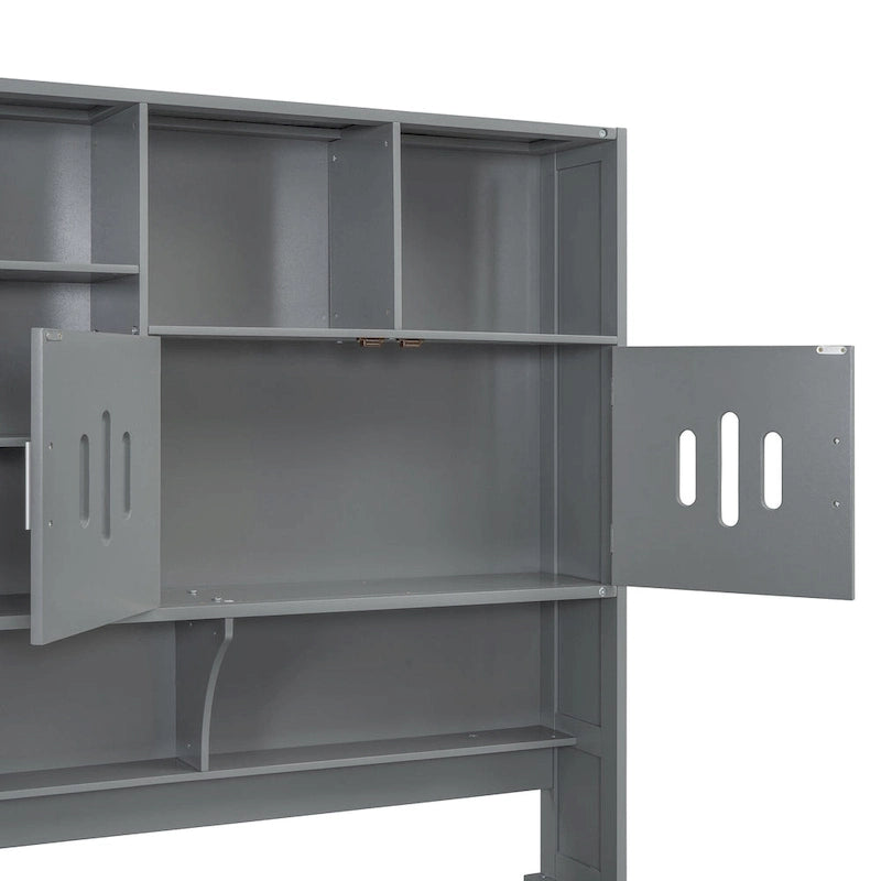 Lit de repos capitaine tout-en-un avec bibliothèque intégrée et lit de rangement hydraulique