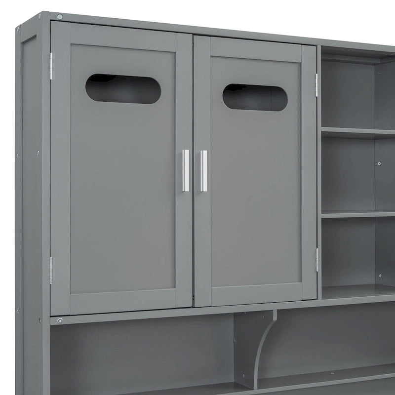 Lit de repos capitaine tout-en-un avec bibliothèque intégrée et lit de rangement hydraulique