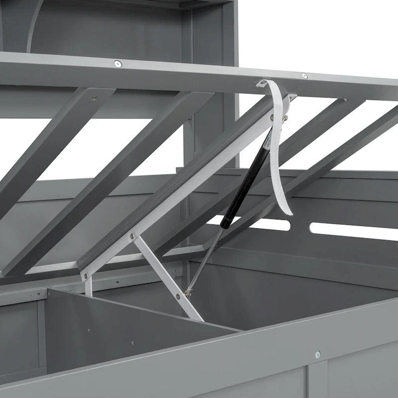 Lit de repos capitaine tout-en-un avec bibliothèque intégrée et lit de rangement hydraulique