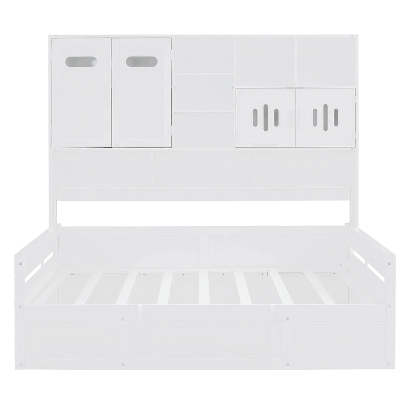 Lit de repos capitaine tout-en-un avec bibliothèque intégrée et lit de rangement hydraulique