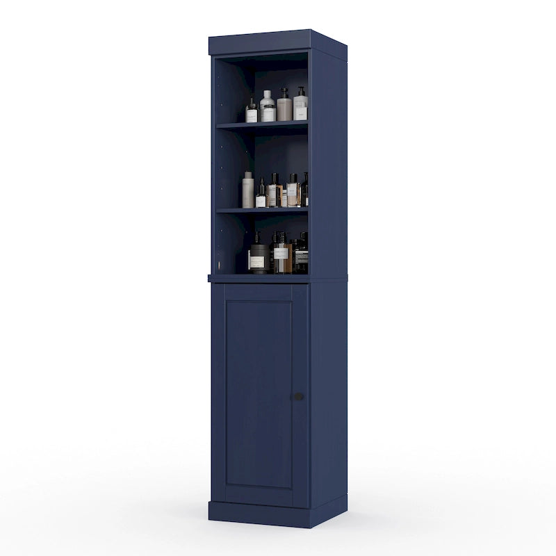 Meuble de salle de bain en bois massif (100 %) de 42 cm avec portes pleines et étagères réglables