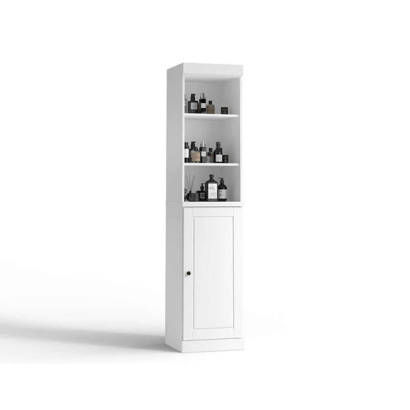 Meuble de salle de bain en bois massif (100 %) de 42 cm avec portes pleines et étagères réglables