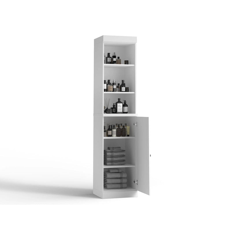 Meuble de salle de bain en bois massif (100 %) de 42 cm avec portes pleines et étagères réglables