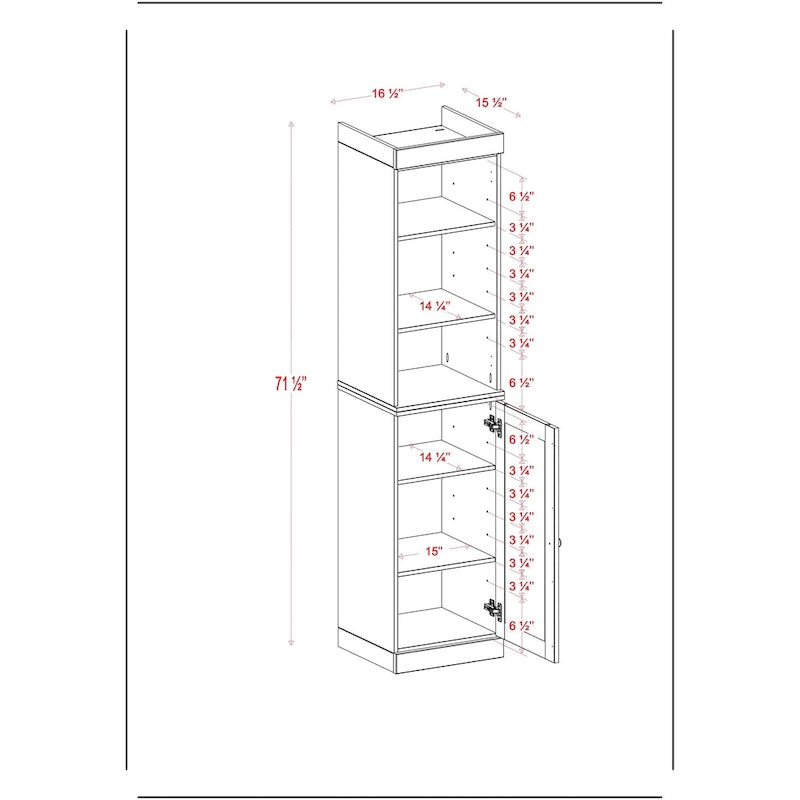 Meuble de salle de bain en bois massif (100 %) de 42 cm avec portes pleines et étagères réglables