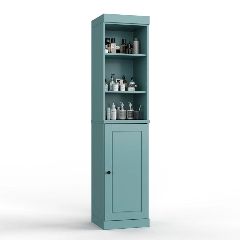 Meuble de salle de bain en bois massif (100 %) de 42 cm avec portes pleines et étagères réglables