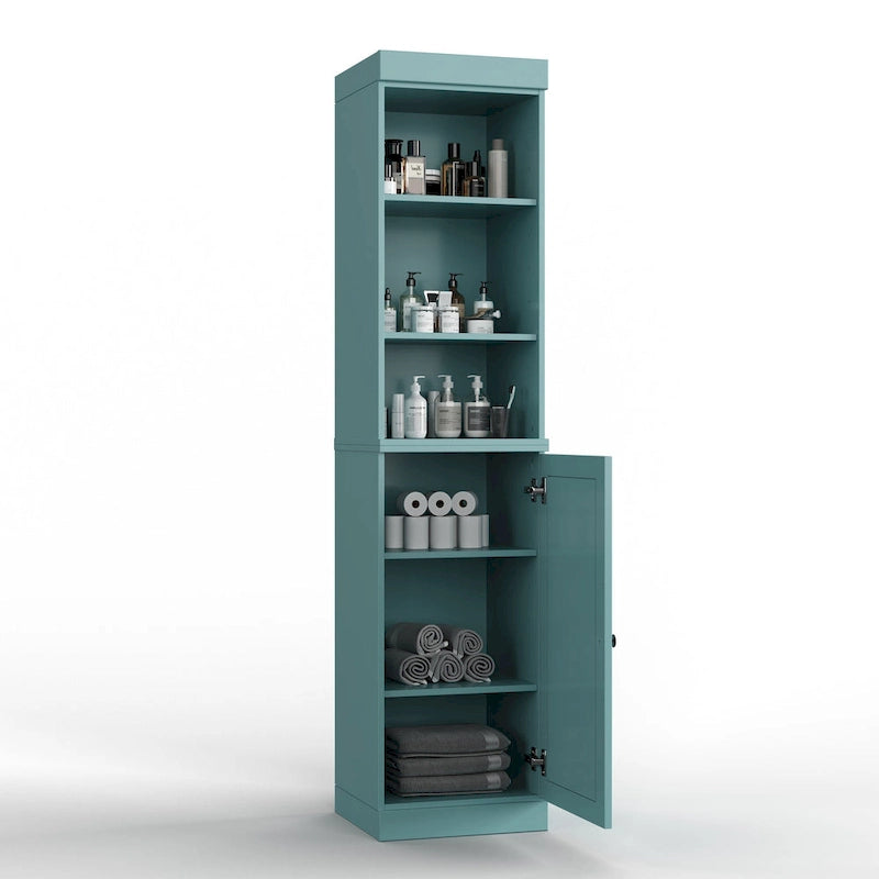 Meuble de salle de bain en bois massif (100 %) de 42 cm avec portes pleines et étagères réglables