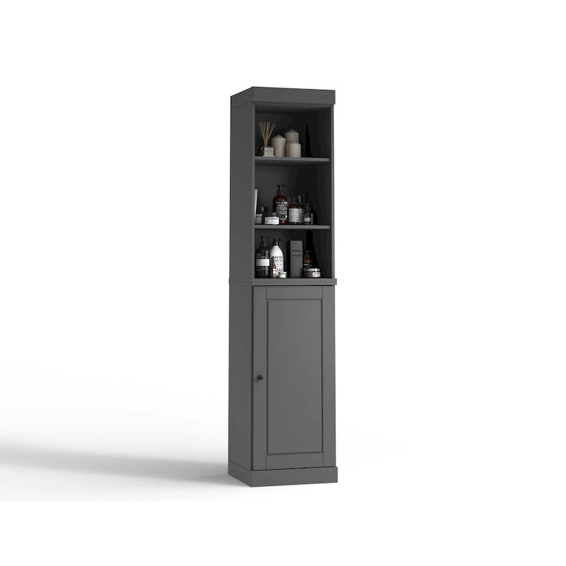 Meuble de salle de bain en bois massif (100 %) de 42 cm avec portes pleines et étagères réglables