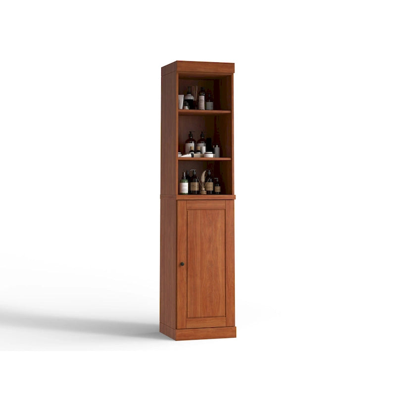 Meuble de salle de bain en bois massif (100 %) de 42 cm avec portes pleines et étagères réglables