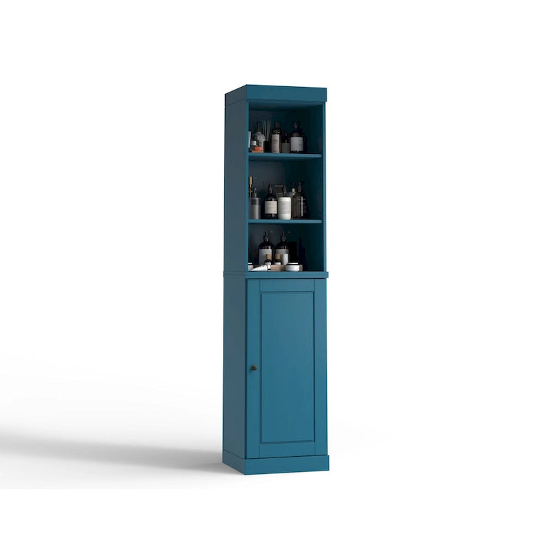 Meuble de salle de bain en bois massif (100 %) de 42 cm avec portes pleines et étagères réglables