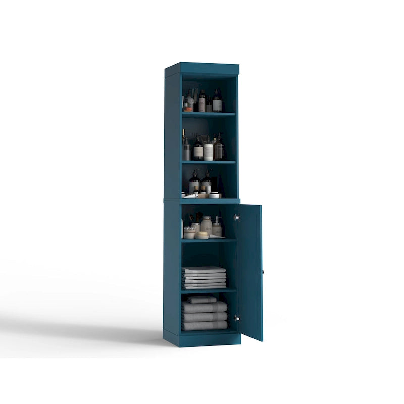 Meuble de salle de bain en bois massif (100 %) de 42 cm avec portes pleines et étagères réglables