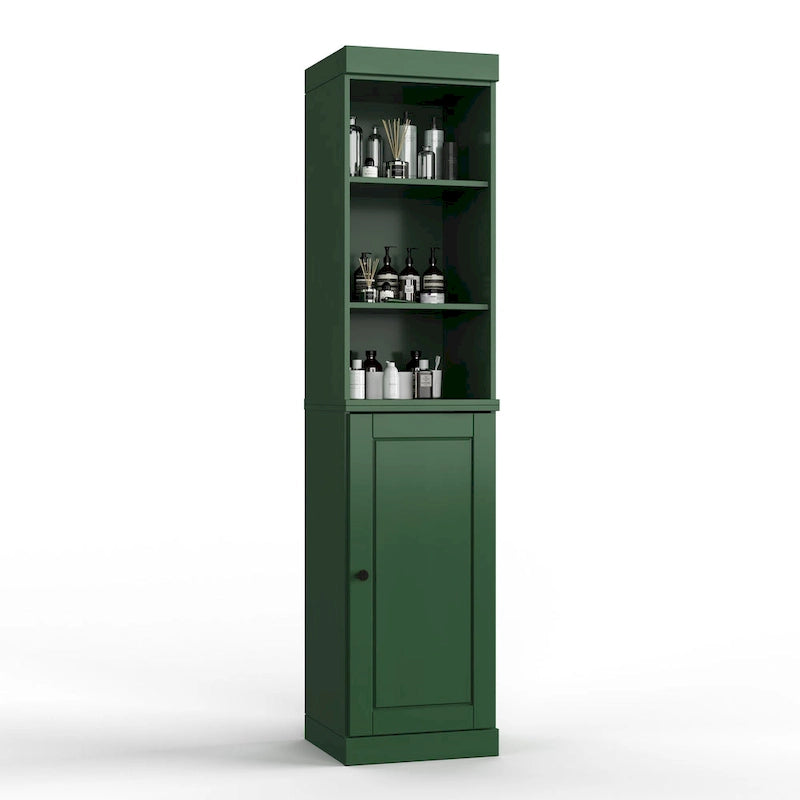 Meuble de salle de bain en bois massif (100 %) de 42 cm avec portes pleines et étagères réglables