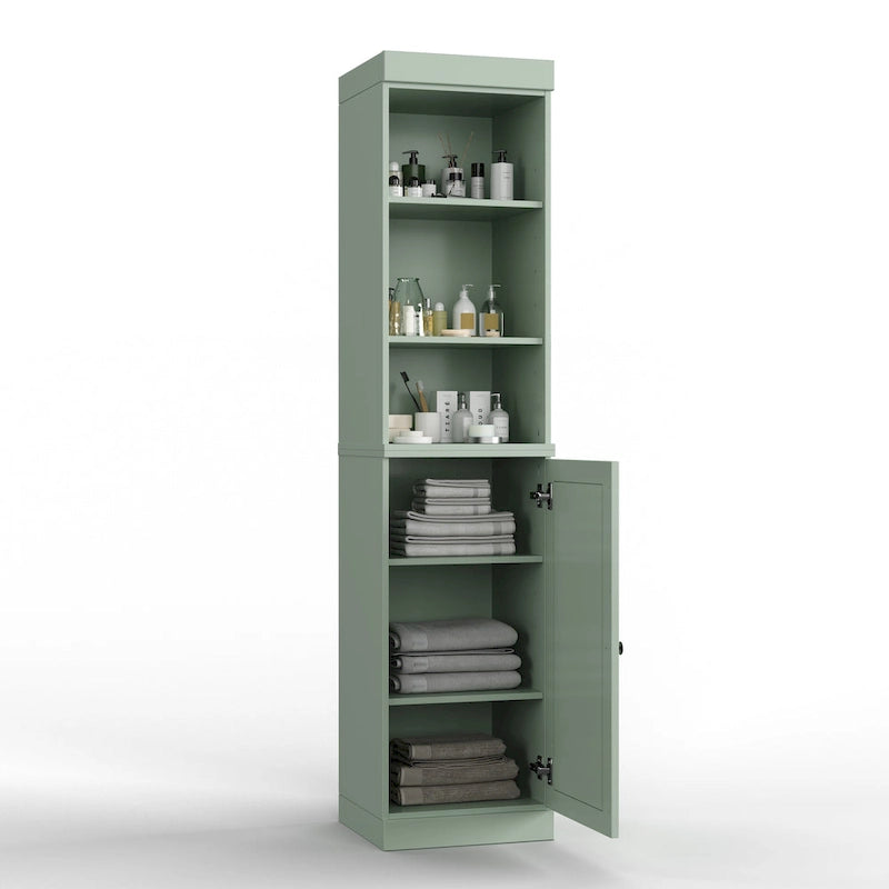 Meuble de salle de bain en bois massif (100 %) de 42 cm avec portes pleines et étagères réglables