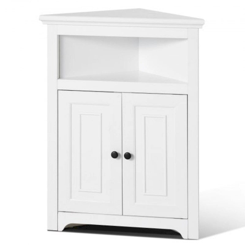 Meuble d'angle 32 avec 2 portes et étagères réglables pour rangement domestique - 25,4 x 12,8 x 33,3 po