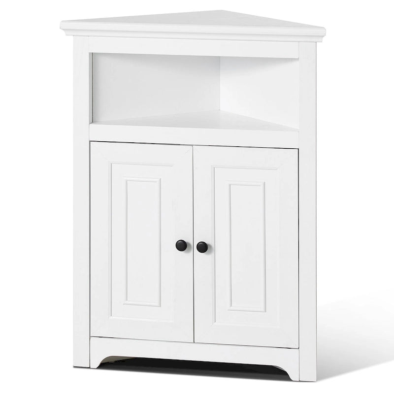 Meuble d'angle 32 avec 2 portes et étagères réglables pour rangement domestique - 25,4 x 12,8 x 33,3 po