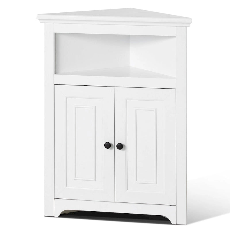 Meuble d'angle 32 avec 2 portes et étagères réglables pour rangement domestique - 25,4 x 12,8 x 33,3 po