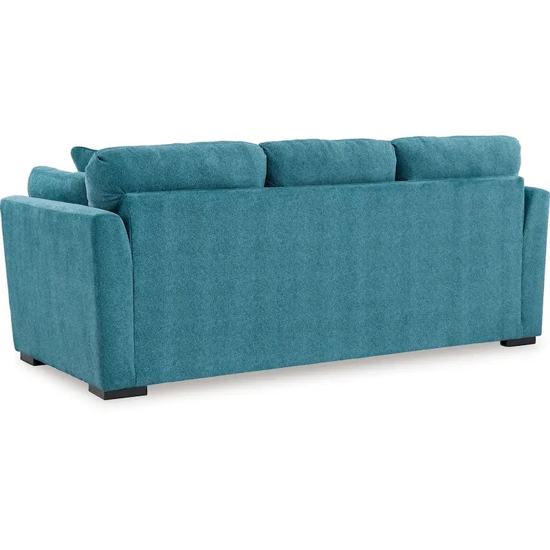 Canapé Viena avec 2 coussins décoratifs, velours synthétique bleu sarcelle 239 cm