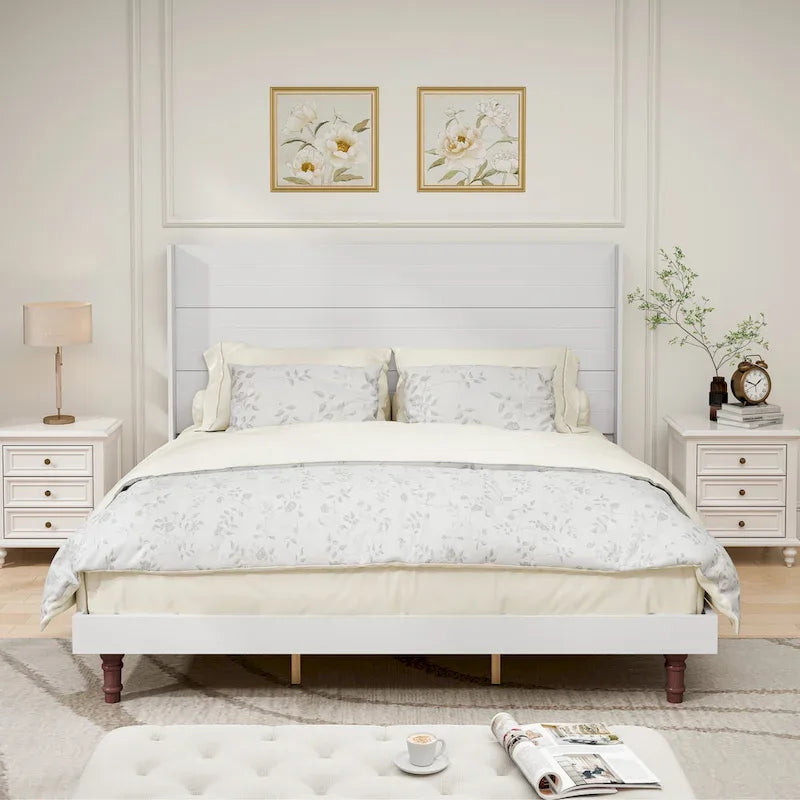 King Size Platform Bed Elegant High Headboard Bed Comfortable High Back Design