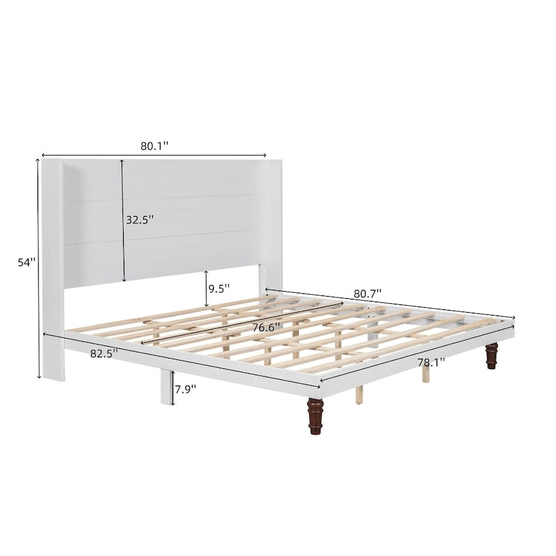 Lit plateforme King Size Lit élégant avec tête de lit haute Design confortable à dossier haut
