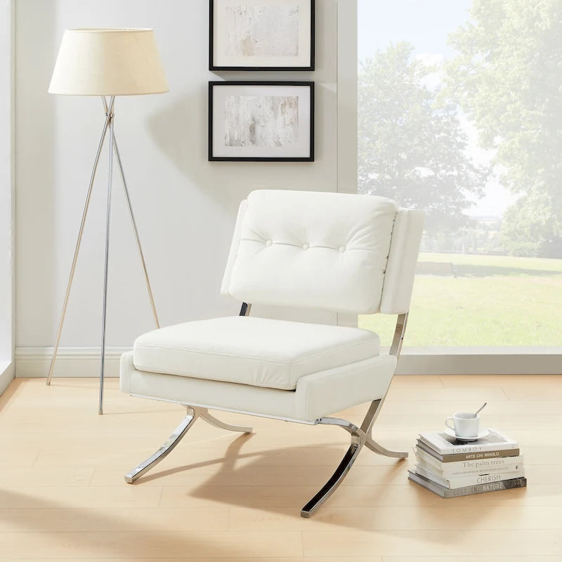 Fauteuil d'appoint moderne sans accoudoirs en velours confortable