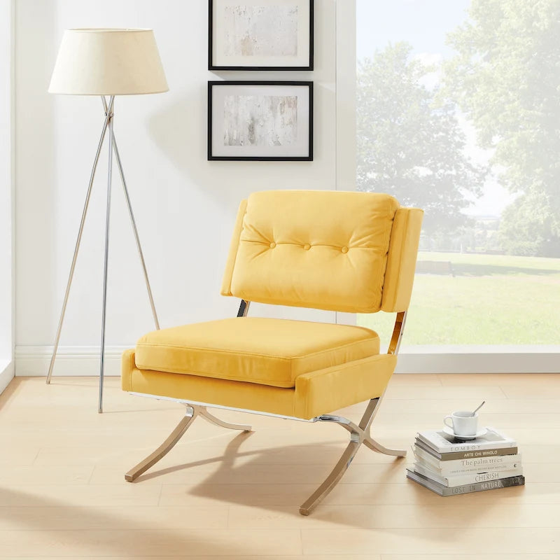 Fauteuil d'appoint moderne sans accoudoirs en velours confortable