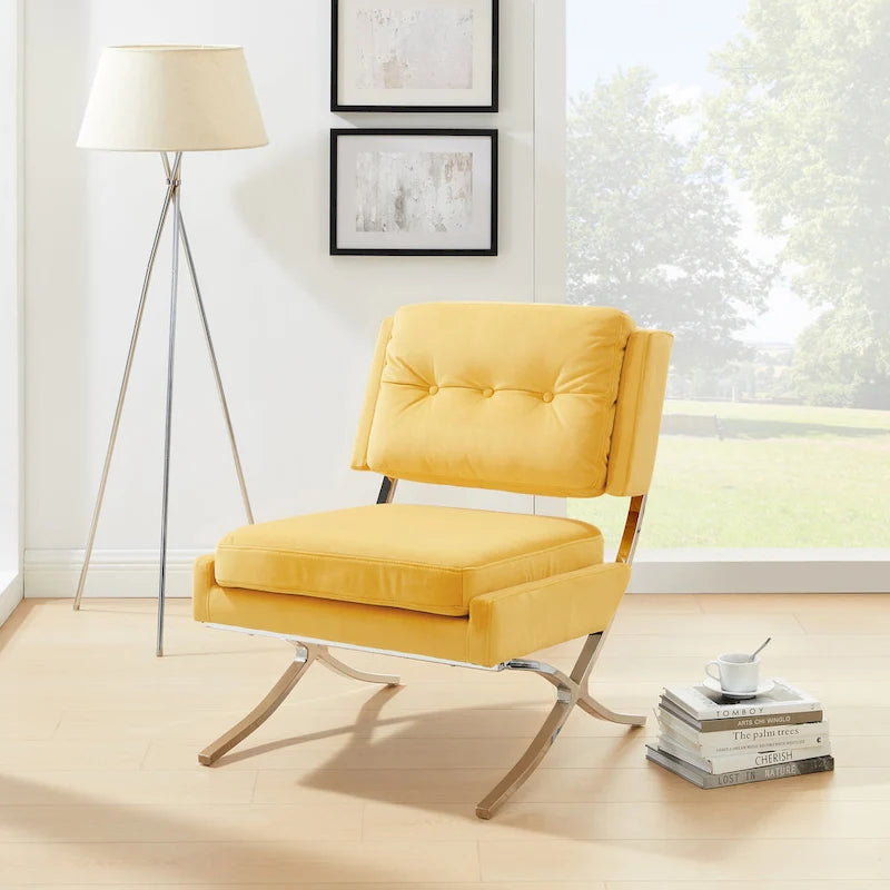 Fauteuil d'appoint moderne sans accoudoirs en velours confortable