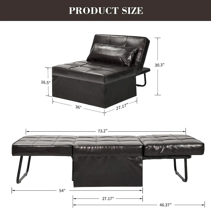 Fauteuil-lit convertible 4-en-1 avec ottoman