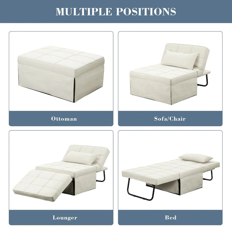 Fauteuil-lit convertible 4-en-1 avec ottoman