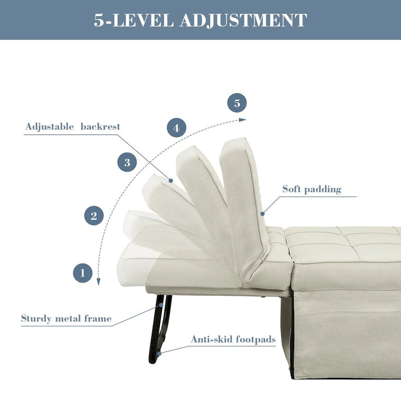 Fauteuil-lit convertible 4-en-1 avec ottoman