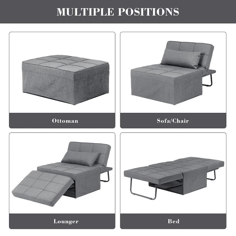 Fauteuil-lit convertible 4-en-1 avec ottoman
