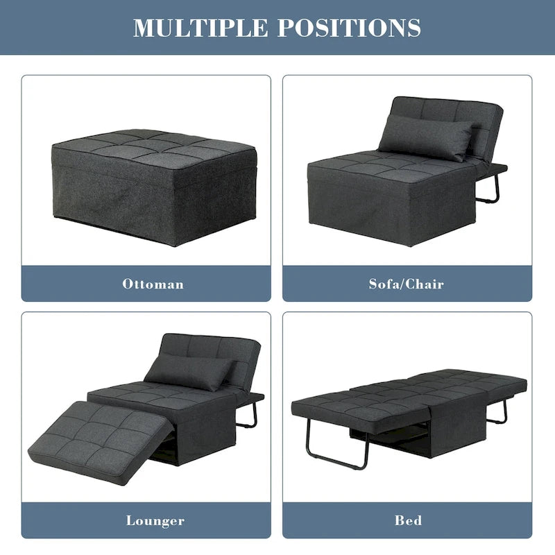 Fauteuil-lit convertible 4-en-1 avec ottoman