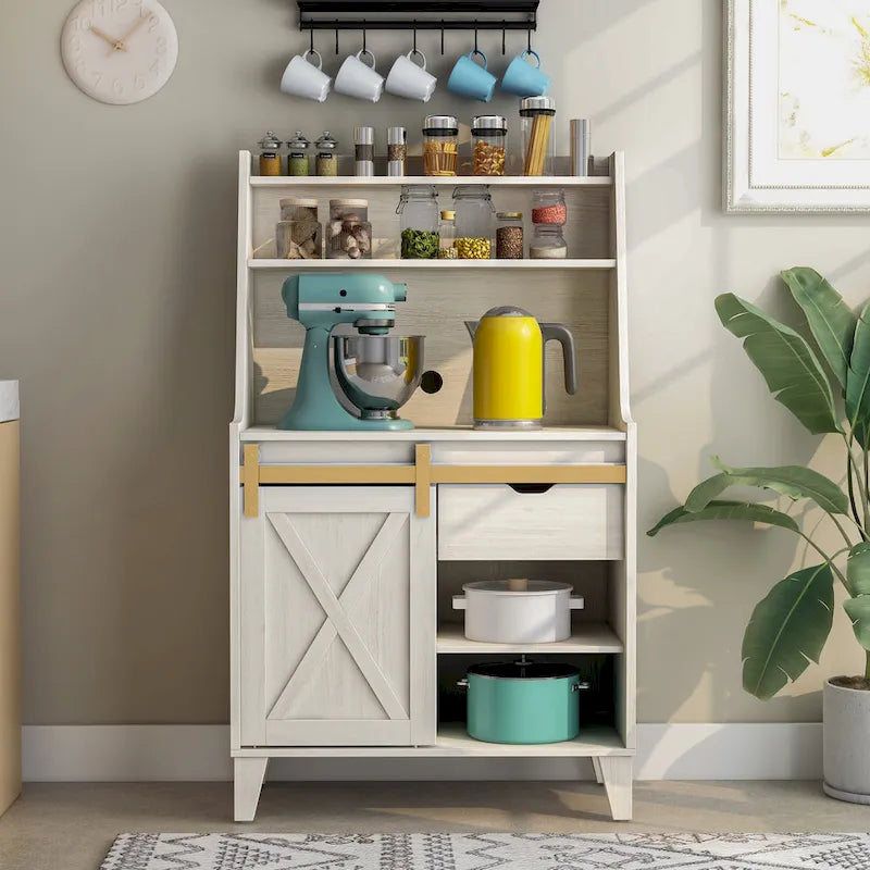 Étagère de boulanger à 6 niveaux en chêne blanc de style campagnard