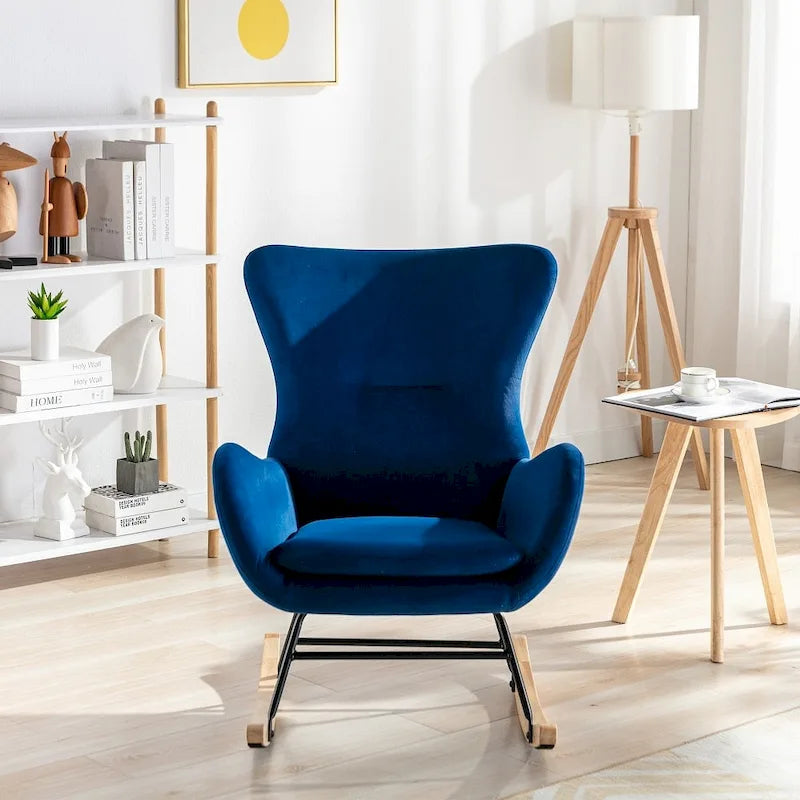 Fauteuil à bascule avec assise rembourrée en velours