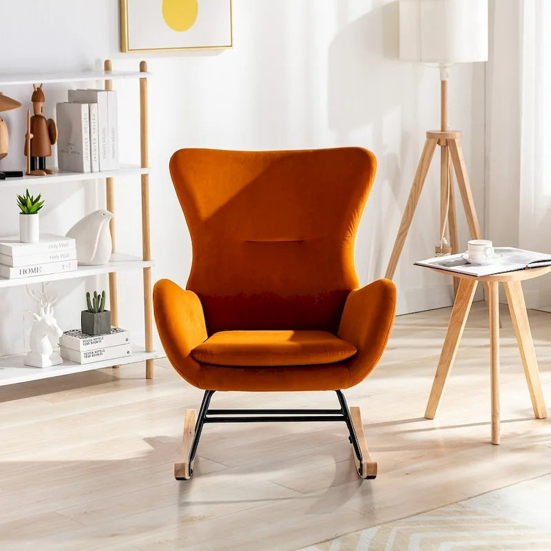 Fauteuil à bascule avec assise rembourrée en velours