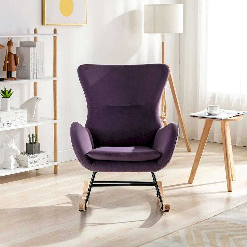 Fauteuil à bascule avec assise rembourrée en velours