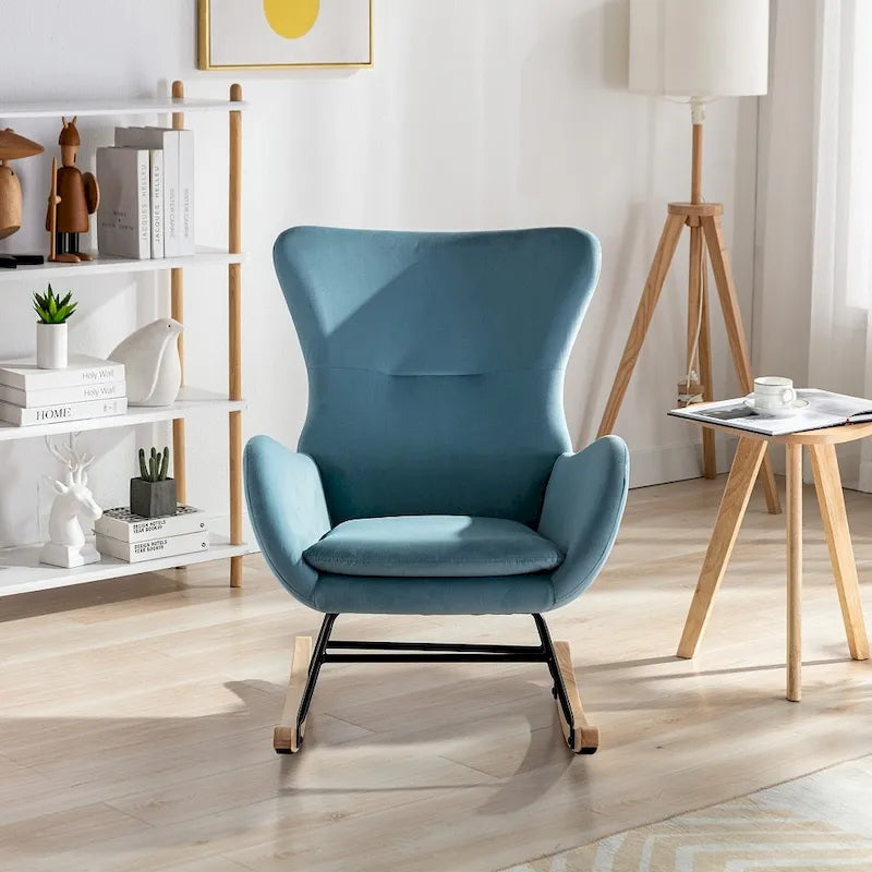 Fauteuil à bascule avec assise rembourrée en velours