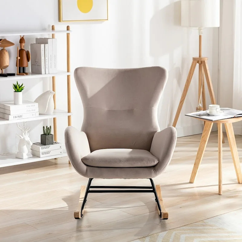 Fauteuil à bascule avec assise rembourrée en velours