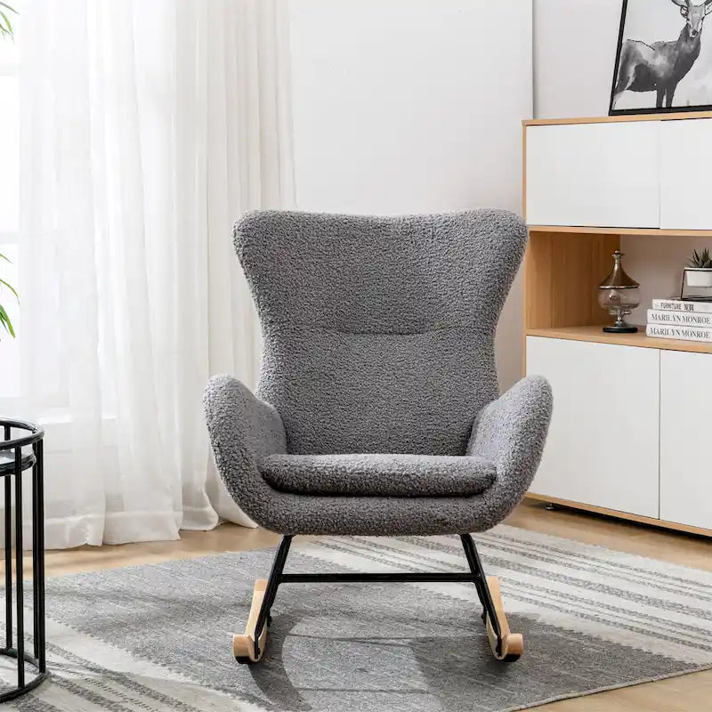 Fauteuil à bascule avec assise rembourrée en velours