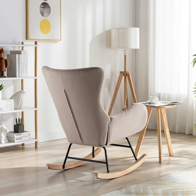 Fauteuil à bascule avec assise rembourrée en velours