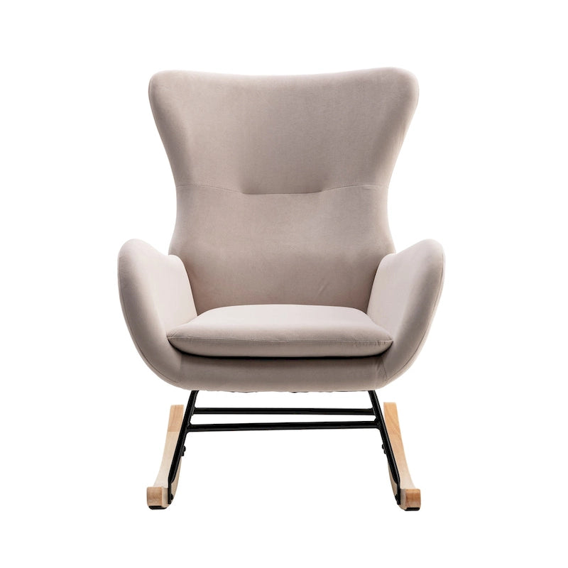 Fauteuil à bascule avec assise rembourrée en velours