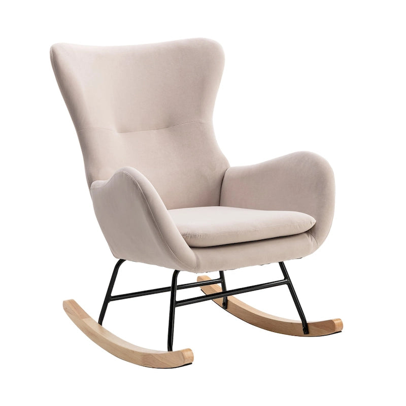 Fauteuil à bascule avec assise rembourrée en velours