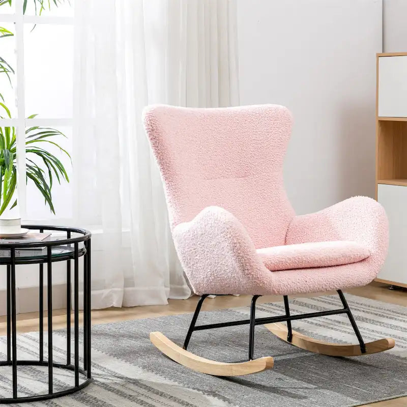 Fauteuil à bascule avec assise rembourrée en velours