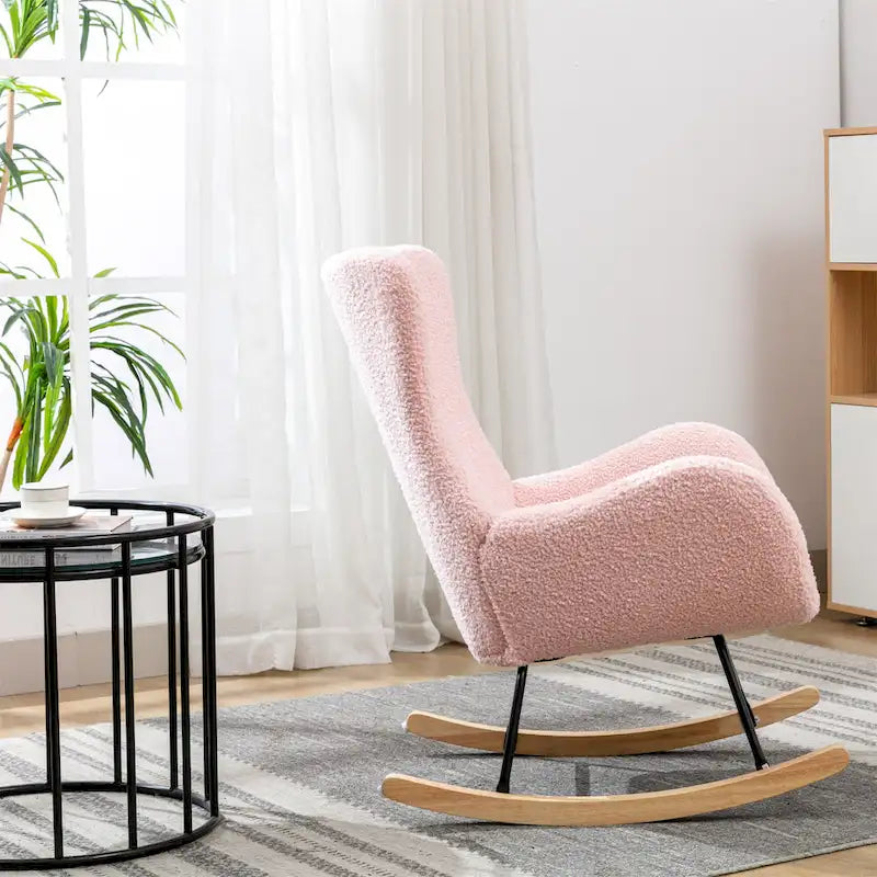 Fauteuil à bascule avec assise rembourrée en velours