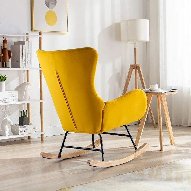 Fauteuil à bascule avec assise rembourrée en velours