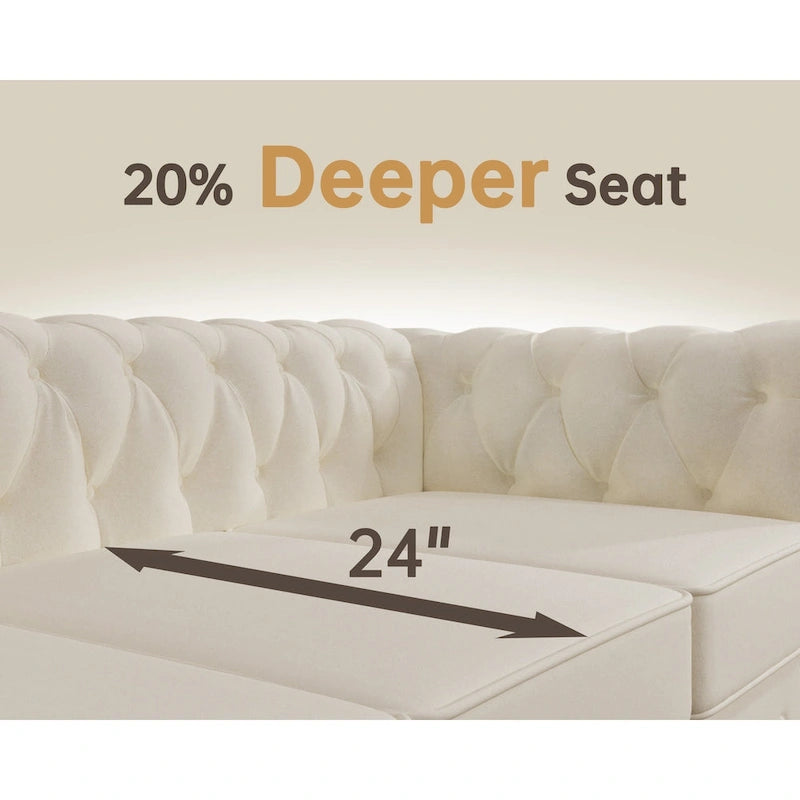 Ensemble 3 pièces de fauteuils, causeuses et canapés Chesterfield classiques en velours capitonné avec clous décoratifs