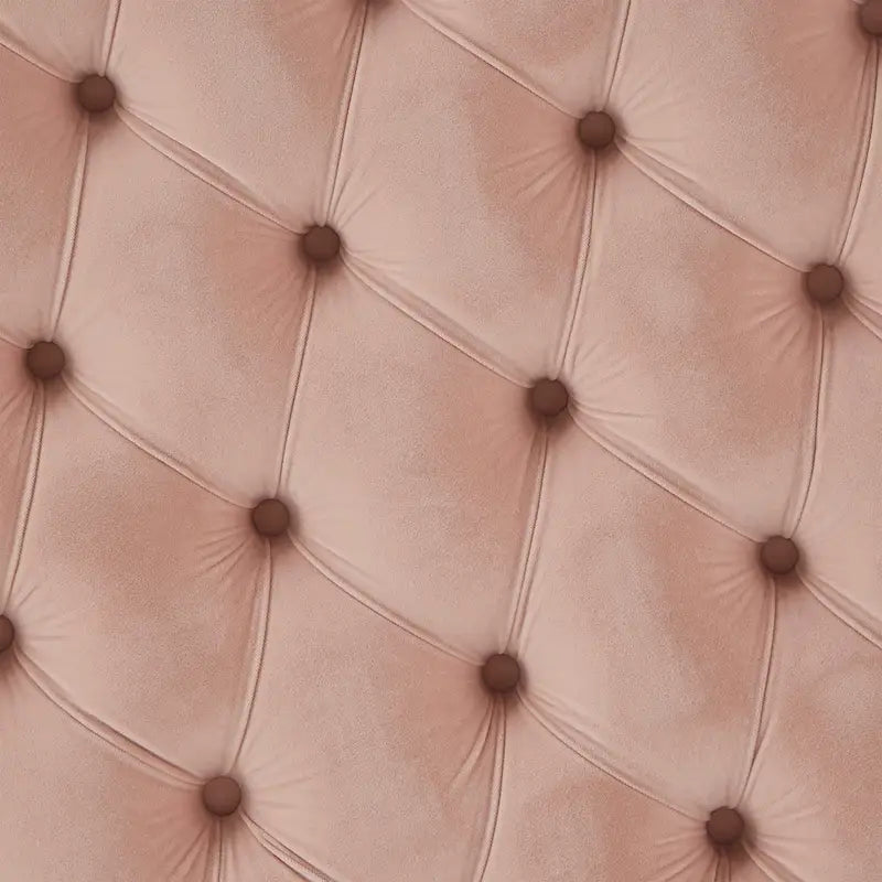 Pouf rond capitonné en velours et finition dorée